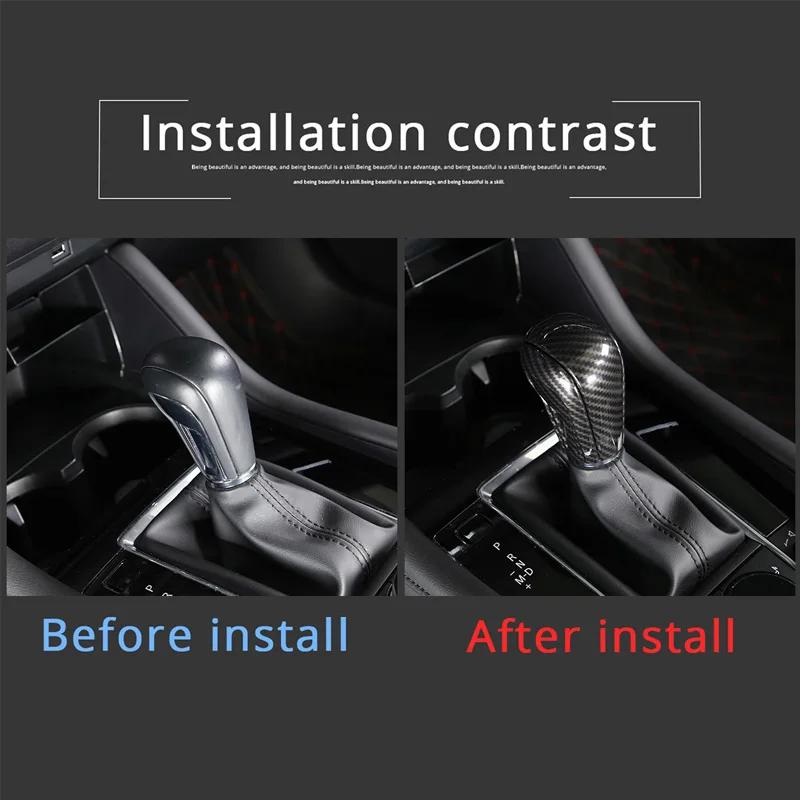 Car Gear Head Shift Knob Handle Cover Trim Sticker For Mazda 3 BP Axela CX-30 CX30 CX-50 2020-2025 ABS Carbon Fiber Accessories