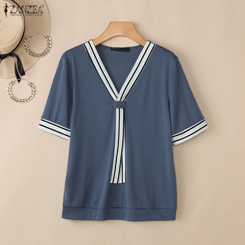 Casual Commute Zanzea Vneck Women Loose Short Sleeve Blouse
