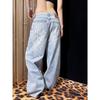 Jeans Dritti in Denim da Donna Casual Colore Unico Misto Cotone Vita Alta Quotidiano Streetwear Pantaloni Lunghi
