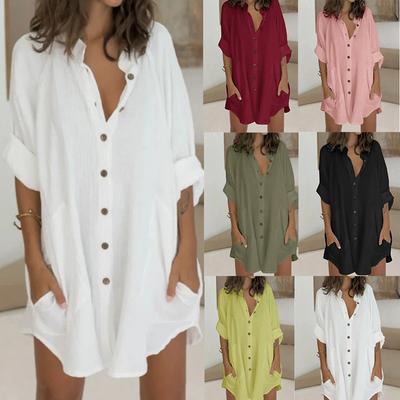 Autumn and Winter New Casual Loose Single-breasted Shirt Skirt, Women