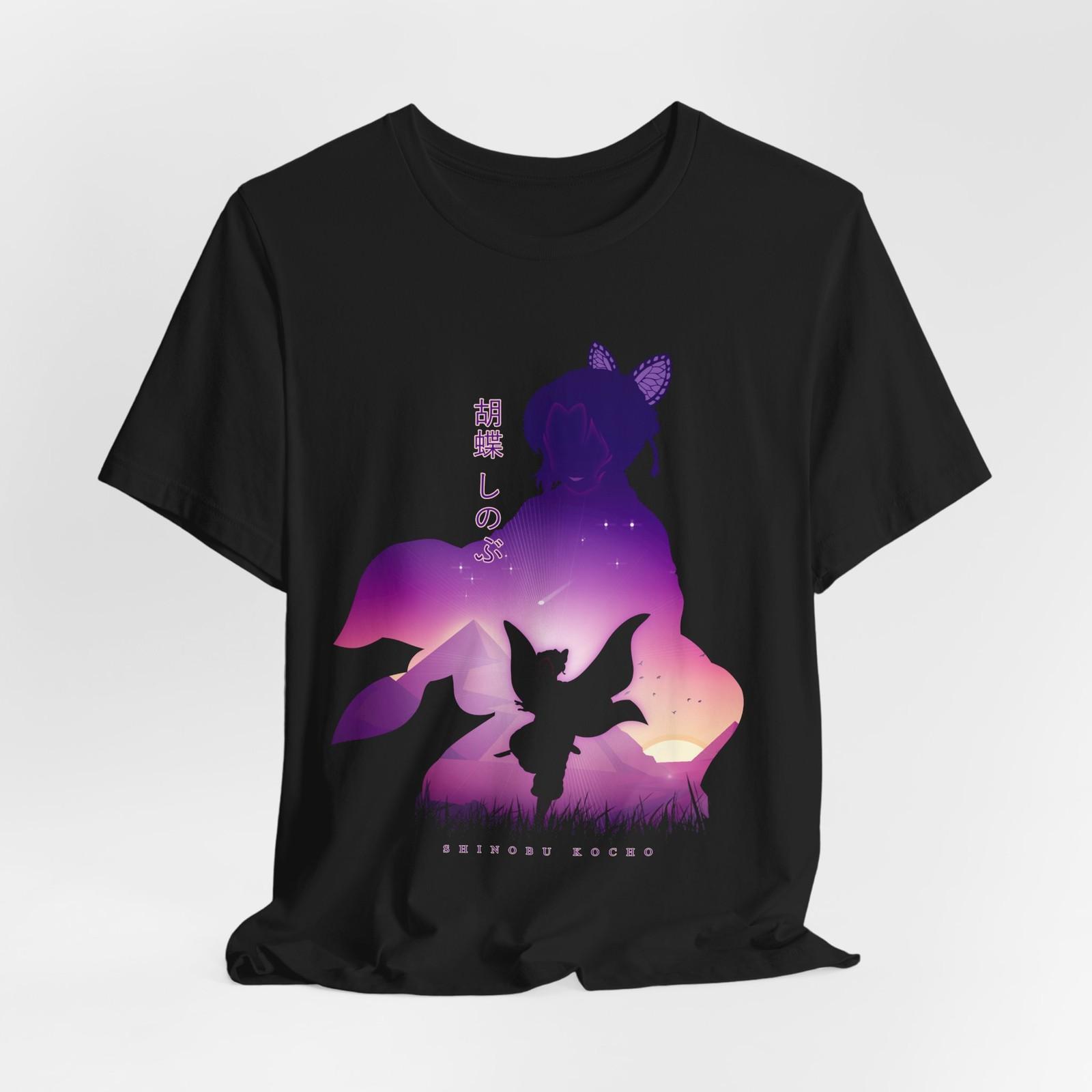 Demon Slayer Anime Shirt, Shinobu Kocho Silhouette Graphic T-Shirt Mens Womens Tees Top Tee Tops, Japanese Manga M