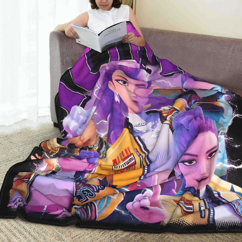 Idol Kpop Singer Blankets KPop Demon Hunters Warm Comfortable Plush Bedding Throws Kids Home Decor Flannel Bedspread Bed Cover