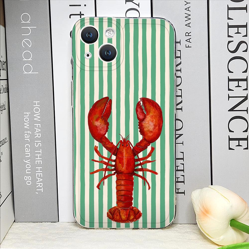 

Simple Cute Striped Plaid Ocean Animal Printed Phone Cases for iPhone 17 16 15 14 13 12 11 Pro Max XR 8 7Plus 13 Mini Soft Cover iPhone17 Pro Max