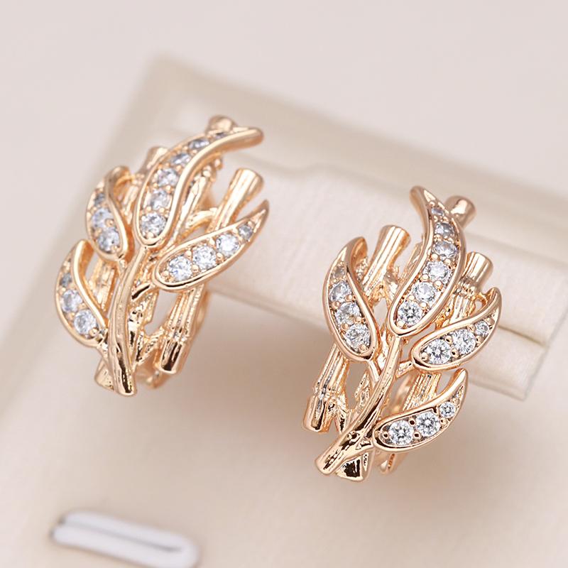 New Hollow Leaf Drop Earrings For Women  Rose Gold Color Unique Romantic Wedding Earrings Fashion Creative Jewelry