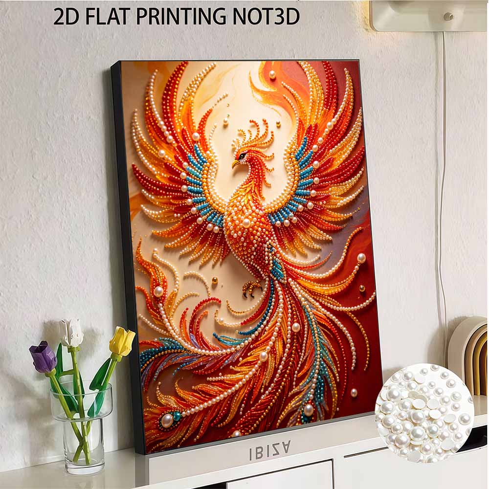 5D DIY Pearl Diamond Painting Kit Mythical Phoenix Full Drill Embroidery Mosaic Art Home Wall Decor Gift