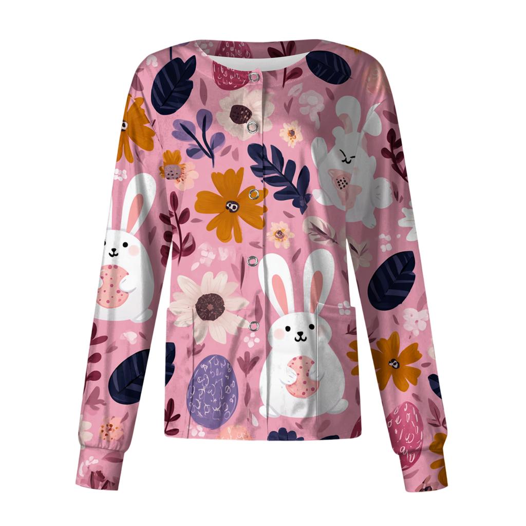 Women's Casual Long-sleeved Single-breasted Printed Protective Clothing Cardigan Top