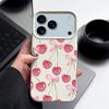Custodia con Motivo di Frutti di Ciliegia Cristallini e Fiocchi per iPhone 17 Pro Max Copertura Morbida in Silicone con Texture in Pelle per iPhone 16 15 14 13 Pro 12 11 16E Air