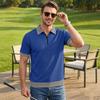 Summer Men's Short Sleeve Zipper Polo Shirts Color Block Casual T-Shirt for Men Lightweight Shirts Laple Wicking Streetwear Tee