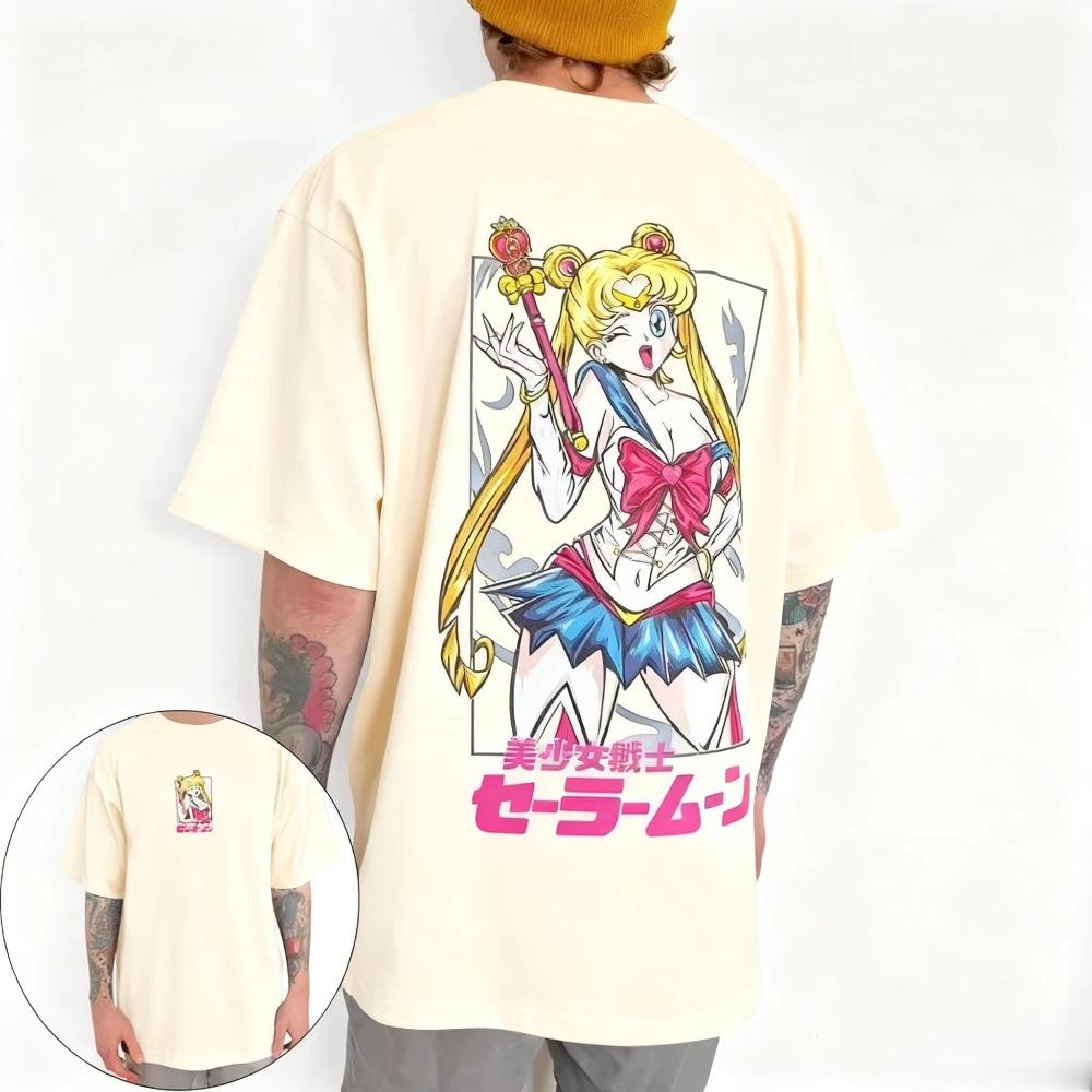 Sailor Moon Graphic T Shirt Unisex Women Summer Streetwear Casual Short Sleeves Tops Fashion Trend Oversized Y2k Clothes S