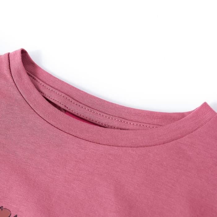 T-shirt enfants à manches longues imprimé chaton framboise 5 dimensions disponibles