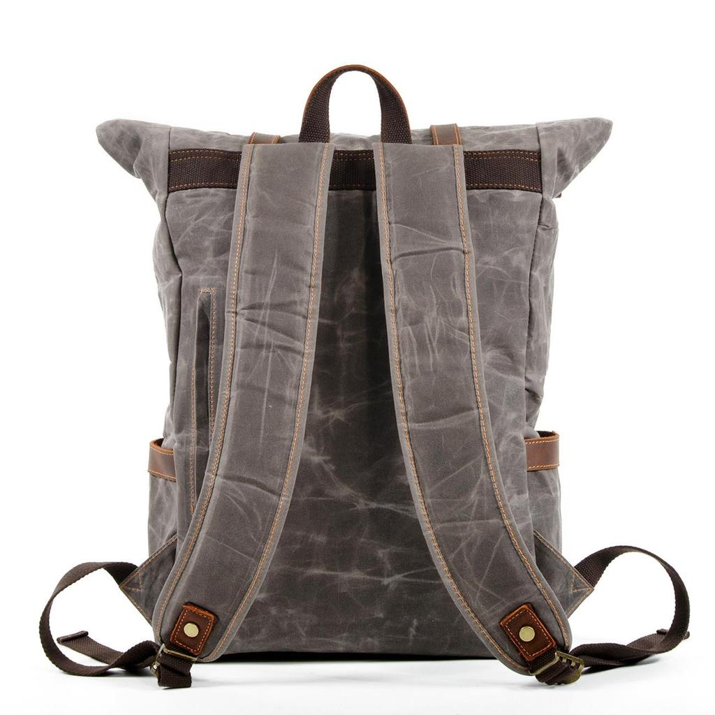Waterproof Waxed Canvas Travel Backpack with Color-block Design for Men and Women, Fits Laptops