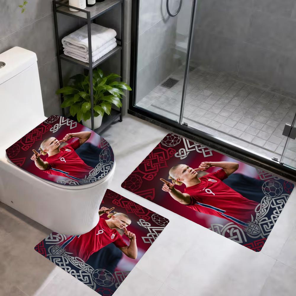 Haaland 3Pcs Bathroom Mat Set Toilet Lid Cover And Rug Ushaped Bath Mats Nonslip Door Mat Decoration