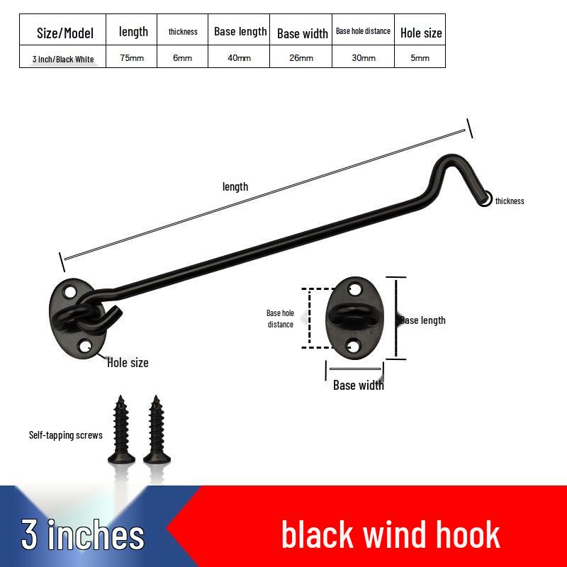 Black Stainless Steel Window & Door Latch Hook