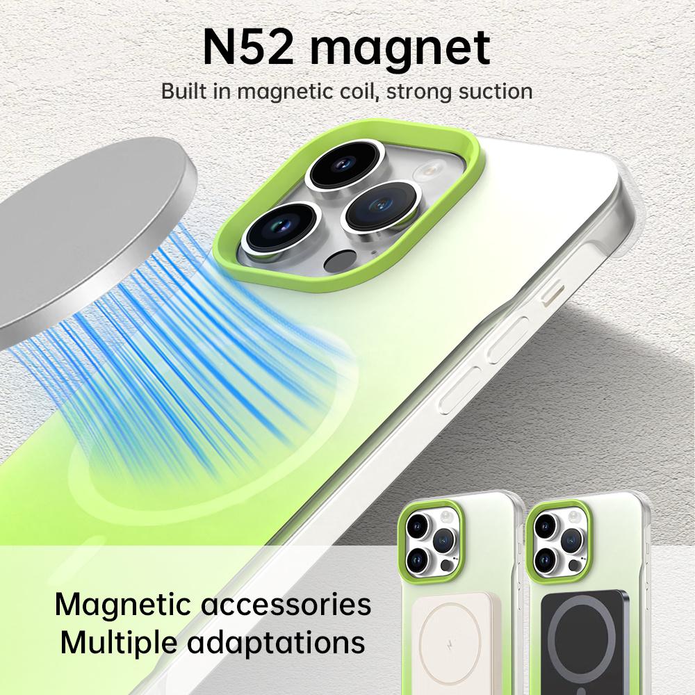 For iPhone 14 Pro Max Magnetic Case Gradient Design Borderless IMD TPU+PC+PET Phone Cover