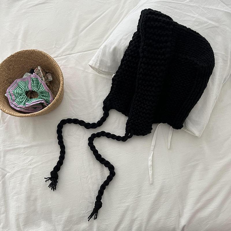 Red Korean Version Versatile and Fashionable Autumn and Winter Bag Head Hat for Women Warm Knitted Hat Wool Hat Fashionable Face Japanese Trend