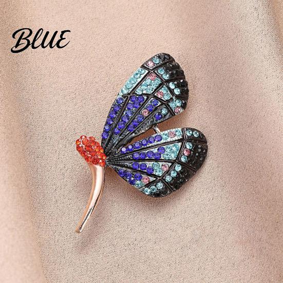 Dazzling Brooch Jewelry Women Sparkling Rhinestone Inlaid Butterfly Shape Anti-Exposure