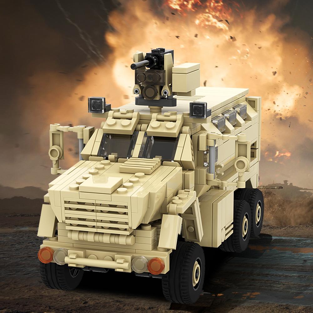 MOC Military Vehicle Serie Bricks BAE Systems Caiman W. CROWS Tank Mine-resistant Ambush Protected Building Block Toys