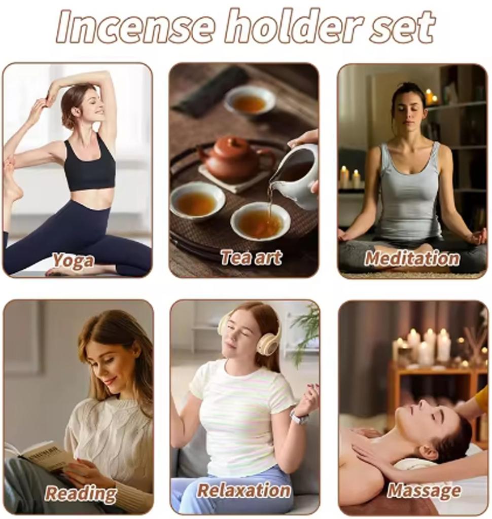 Incense Holder, Multi-Purpose Design Wooden Incense Burner ash Catchefor Home Decor Yoga Spa