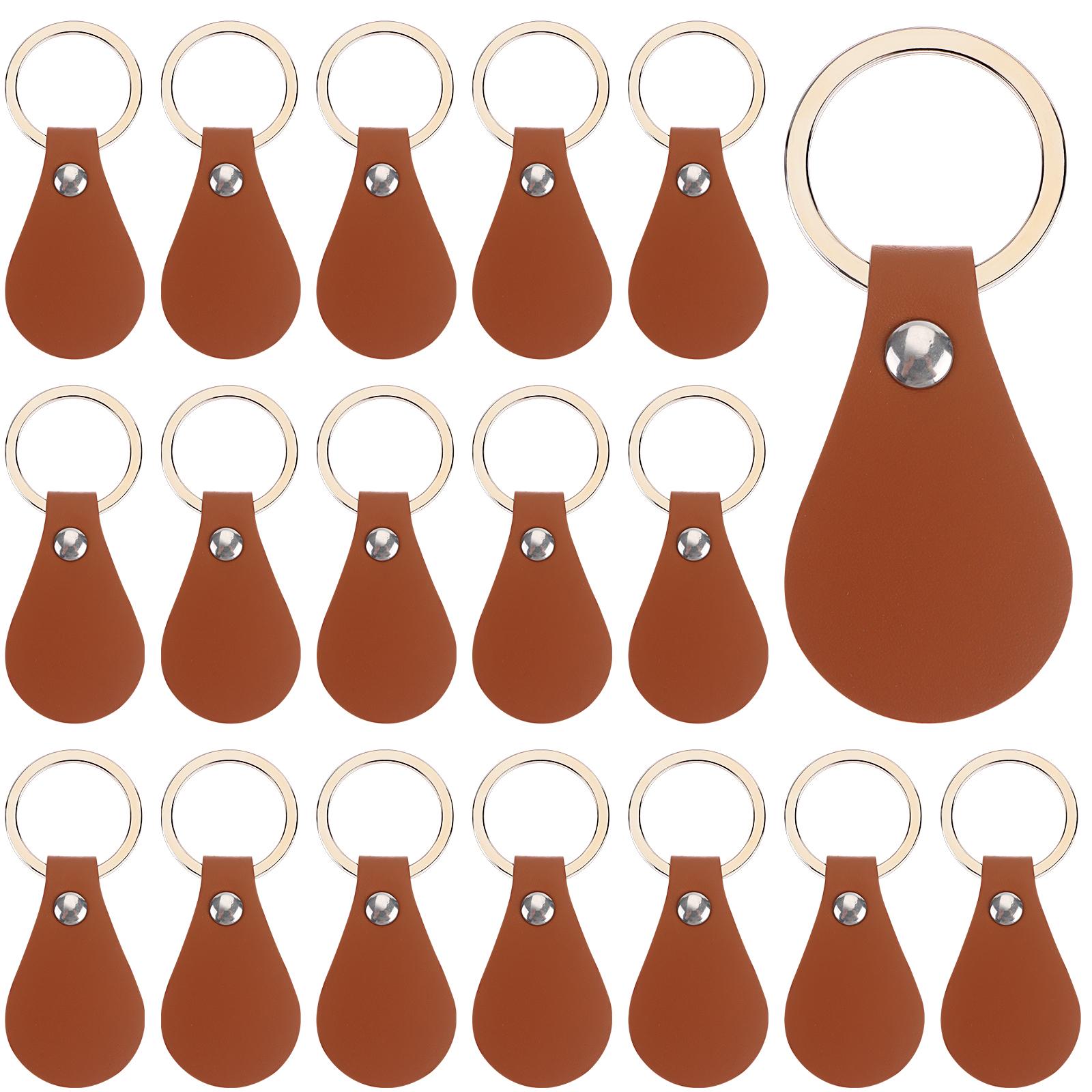 

Kekafu 50 шт. брелки из кожи своими руками, коричневый пустой брелок с заклепками из искусственной кожи, брелок для ключей от машины, домашний дверной ключ, небольшое украшение для дома