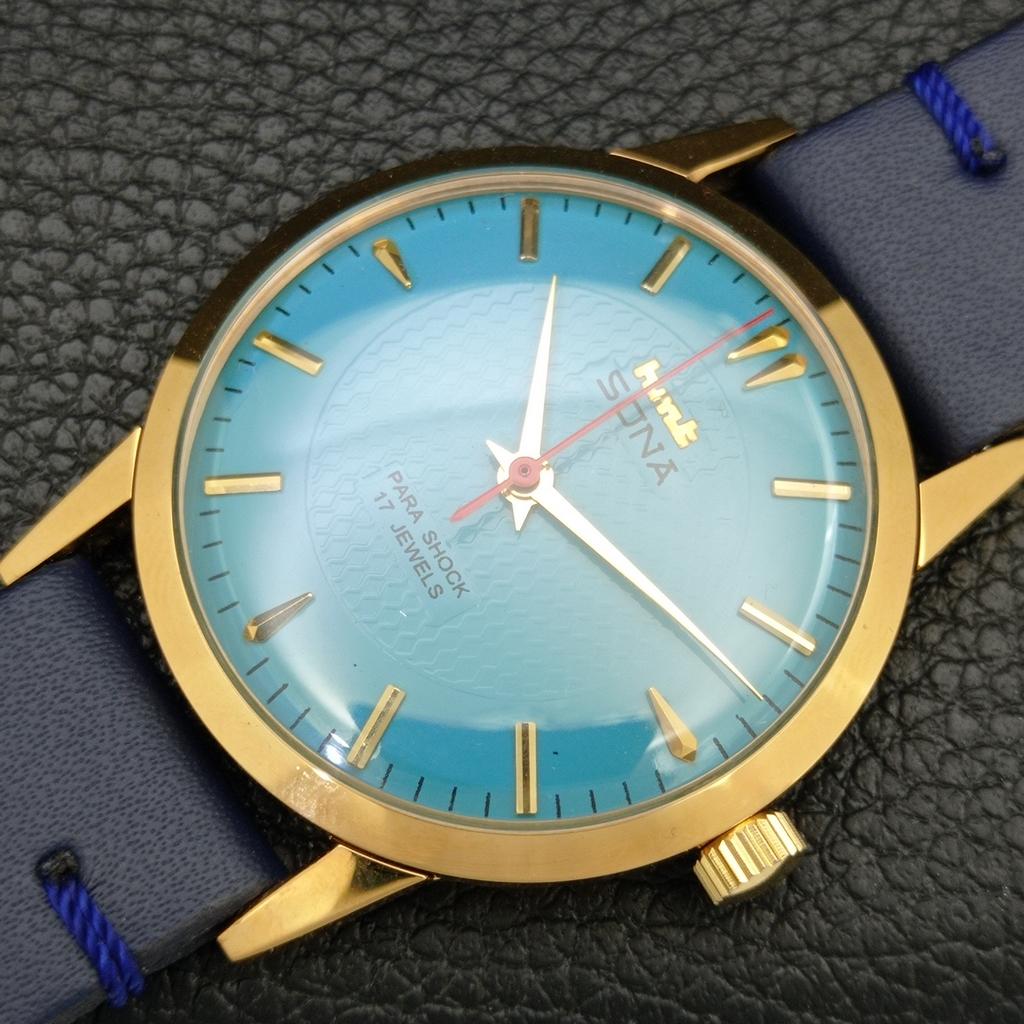 RELÓGIO MASCULINO INDIANO VINTAGE HMT SONA DE CORDA MANUAL COM MOSTRADOR AZUL CÉU a444056-1