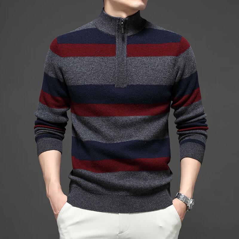 

Firstview Men s Double-Strand Pure Wool Thickened Long-Sleeve Pullover XL