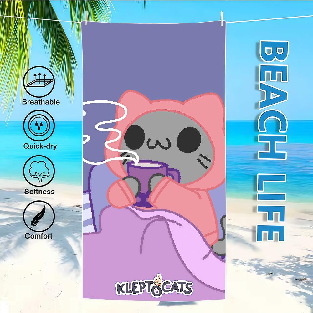 

Towel Textile Bathrobe Beach 2 K-KleptoCatS-ES Quick-Drying Lightweight Online Portable Game Camping Swim Pool Travel W30*H60(CM)