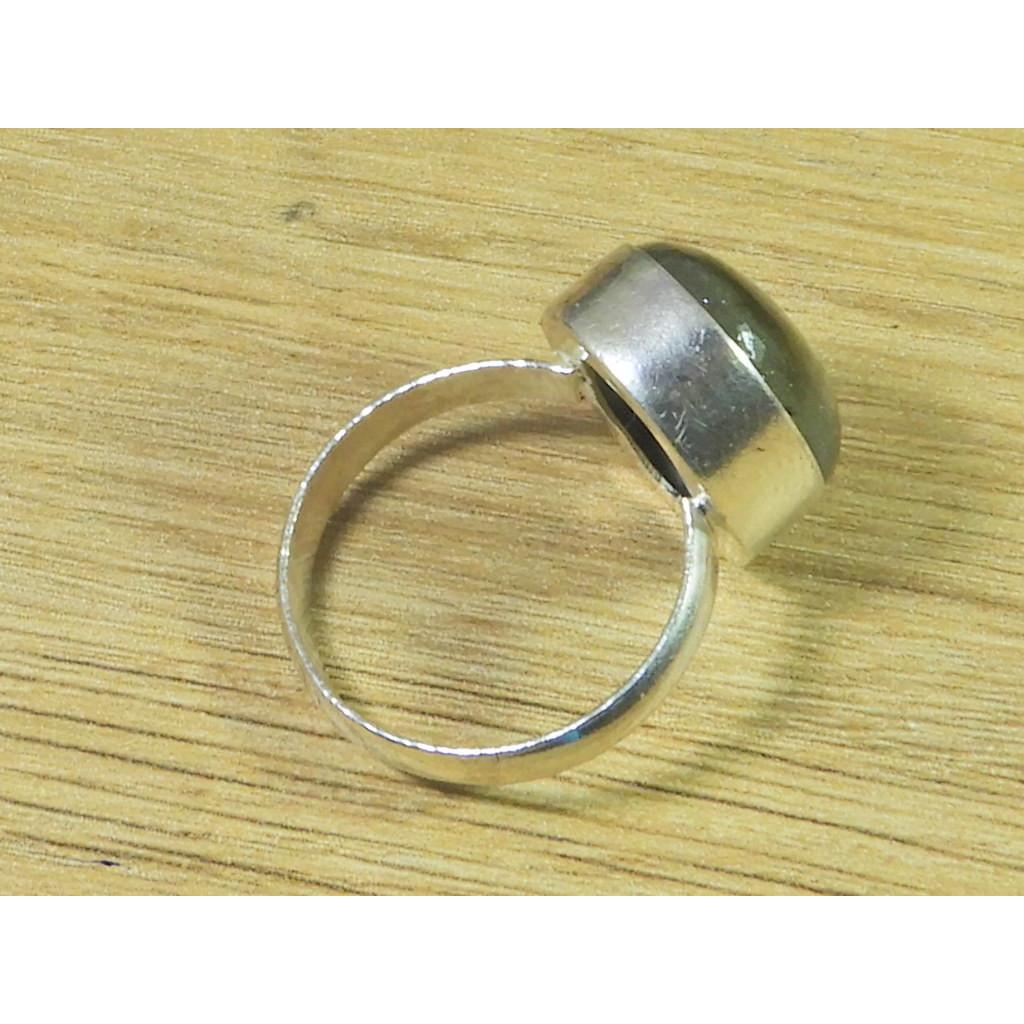 Oval Labradorite Ring US-9 Solid 925 Sterling Silver Chunky Gemstone Ring MK-40