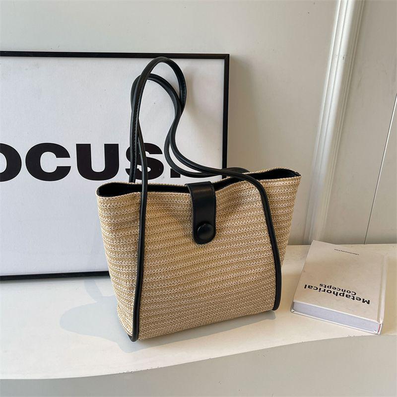2025 Spring/Summer Women's Large Capacity Straw Woven Tote: Fashionable & Versatile Commuter Handbag