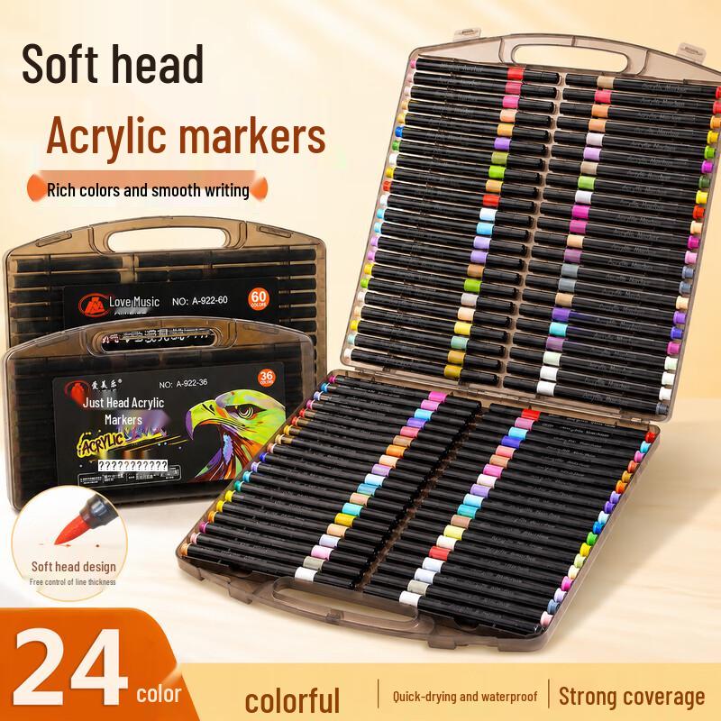 Luxueji 24-Color Soft Tip Acrylic Markers Gift Set