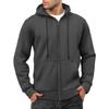 Men's Casual Loose Color Zippered Fleece Hooded Sweatshirt Sports Jacket