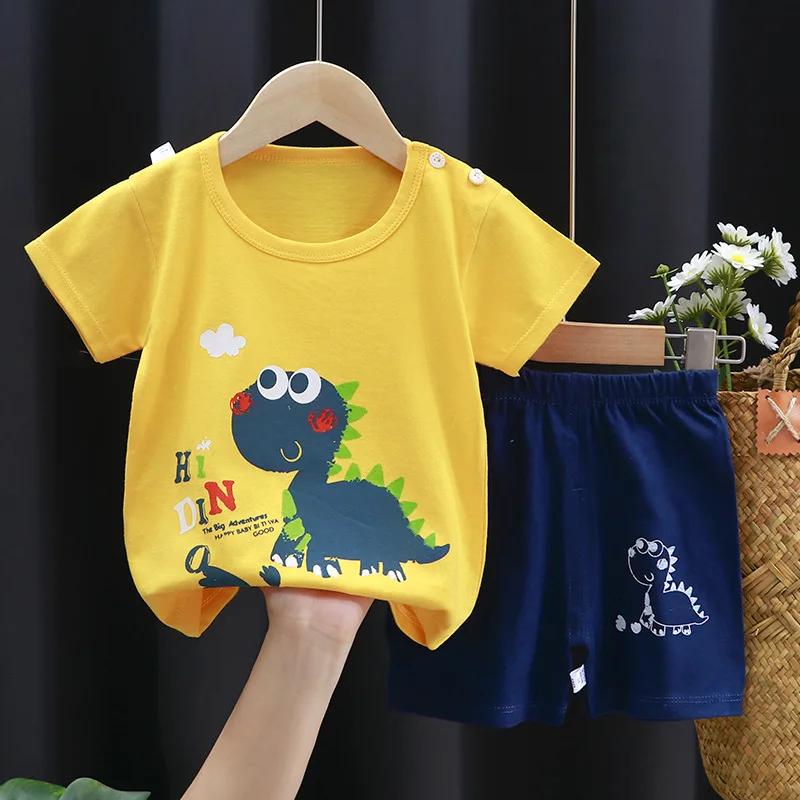T-Shirts Bequeme Shorts Polyester Lässig Tägliche Kleidung Für Mädchen Set Baby Sommer Outfits Cartoon Jungen Kurzarm