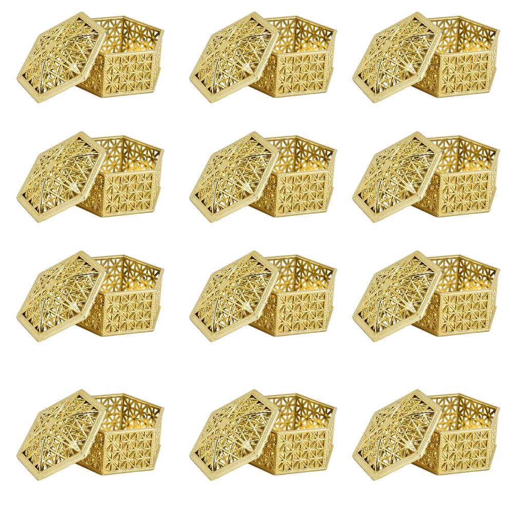 12PCS Hollow Candy Box Plastic Candy Case Container for Wedding Bridal Shower SuppliesGold