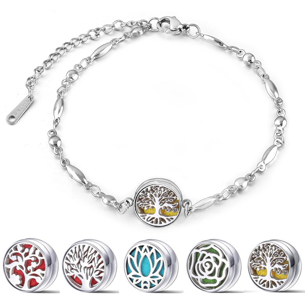 New Aromatherapy Locket Bracelet 12mm Essential Oil Diffuser Perfume Bangles Tree of Life High Quality Stainless Steel Jewelry