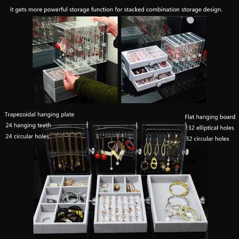 Multi Level Jewelry Tray Jewelry Display Stand Bracelets/Necklaces/Bangles Holder Transparent Jewelry Storage Box