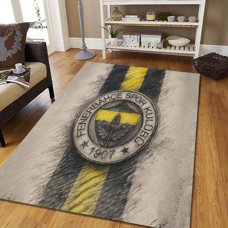 Fenerbahçe Flannel Pattern Square Carpet,Area Rug,Carpet Rug for Living Room Bedroom Sofa Playroom Decor,Non-slip Floor Mat
