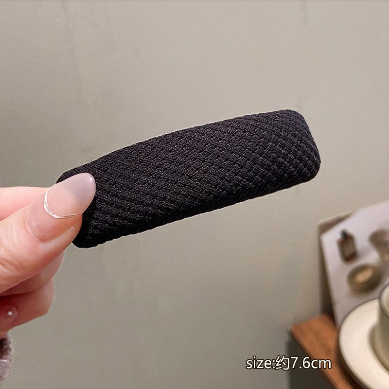 Vintage Maillard Plaid Leather Rectangle Hairpin For Women Girls Sweet Hair Ornament Barrette Hair Clip Hair Accessories
