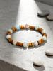 Healing Beaded Bracelet Natural Stone Vintage Yellow Wood Slice & Shoushan Stone Bead for Energy Reiki & Spiritual Charm Jewelry