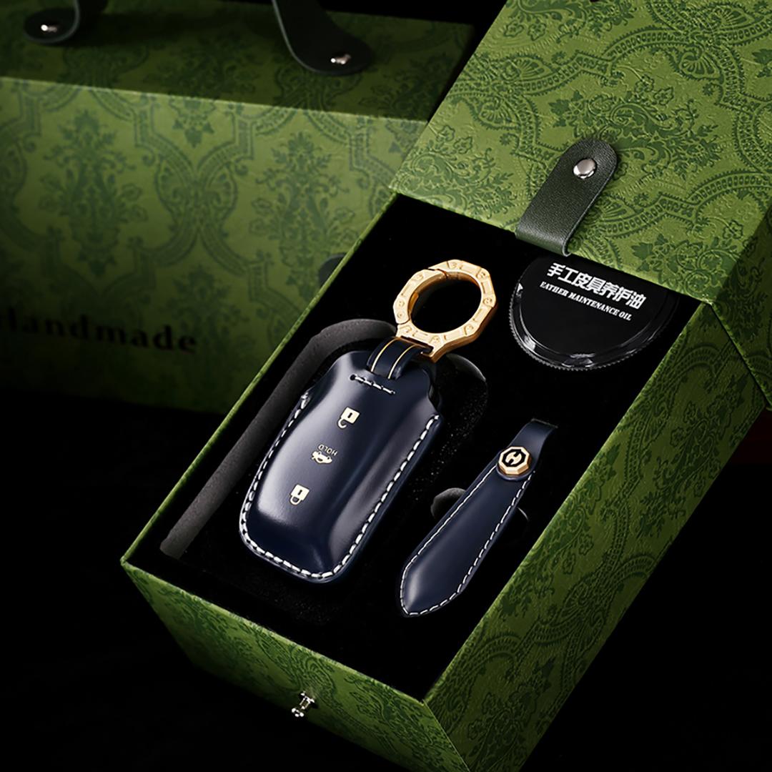 

Hyundai ix35/Tussen Sonata San Duffy Ioniq i10 i20 i30 i40 iX20 Handmade Cowhide car key cover A синій