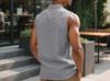 Camicia da uomo casual europea senza maniche in lino con bavero