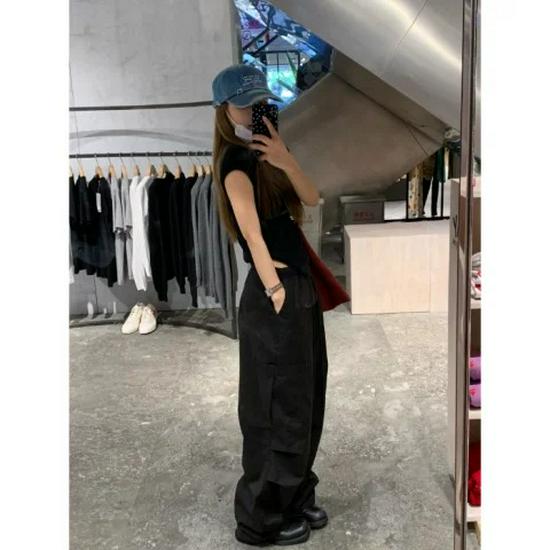 

Women s White American Quick-Dry Parachute Pants - Spring/Summer 2025, Small, Loose Wide Leg M Premium чёрный