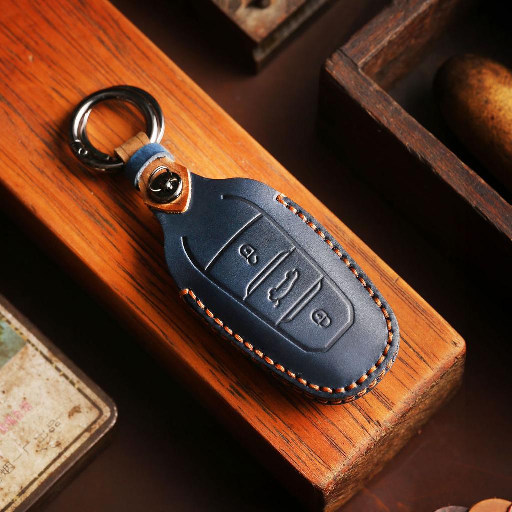 Leather Protective Shell for Peugeot 308 408 508 2008 3008 4008 5008 Citroen C4L C6 C3-XR Picasso DS3 DS4 DS5 Car Key Case Cover