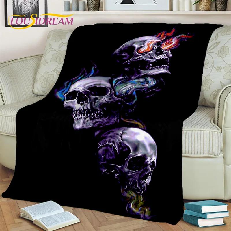 Horror Gothic Skull Ghost Cartoon  Blanket,Soft Throw Blanket for Home Bedroom Bed Sofa Picnic Travel Office Cover Blanket Kids