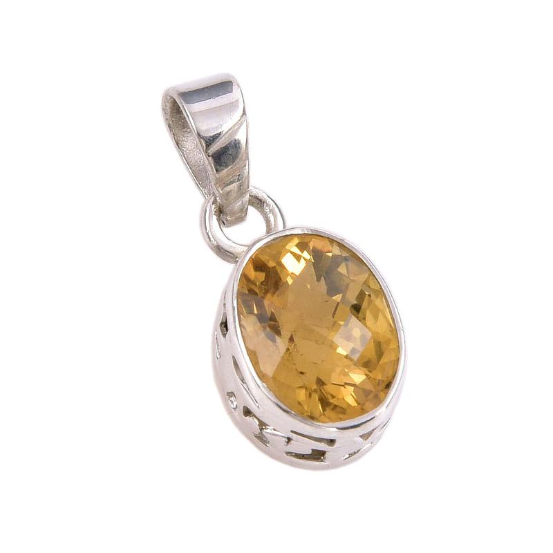 Natural Citrine Gemstone Handmade 925 Solid Sterling Silver Gift Pendant 1" D2w40