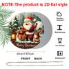 2D Flat, 1pc Rustic Farmhouse Round Aluminum Hanging Sign - Vintage Santa & Squirrel Christmas Holiday Decoration for Door/Wall Ornament, Suitable