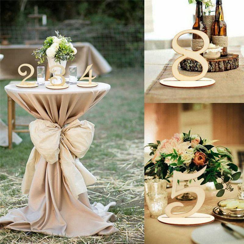 A60Z1-20 Wooden Table Number Plate With Base Digital Seat Plate Birthday Wedding Party Decoration Gift Decorationmay