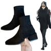Skinny boots Chelsea high-heeled short boots women's shoes 2025 new spring and autumn single shoes thick heel large size 41-42