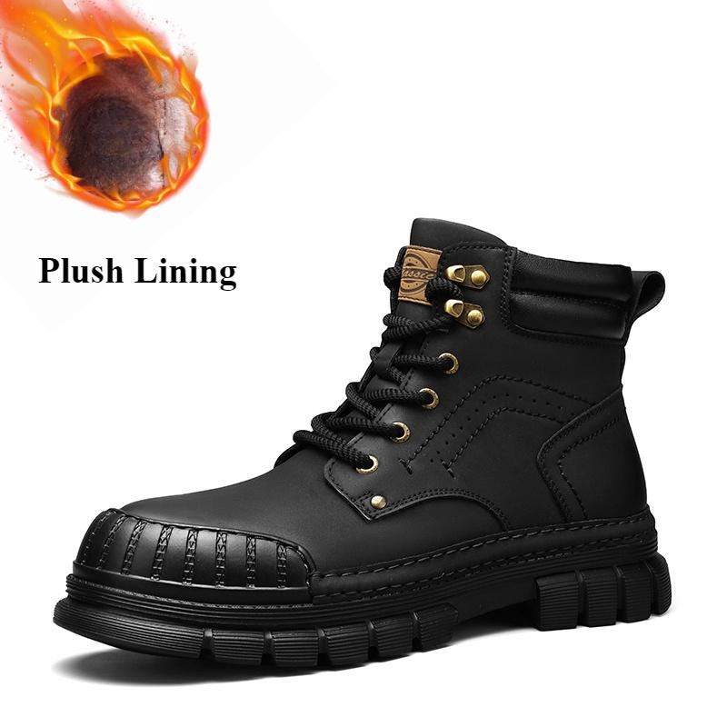 

Новые модные мужские ботильоны, теплые прогулочные ботинки, базовые ботинки на шнуровке для мужчин, нескользящие зимние плюшевые ботинки на платформе 43