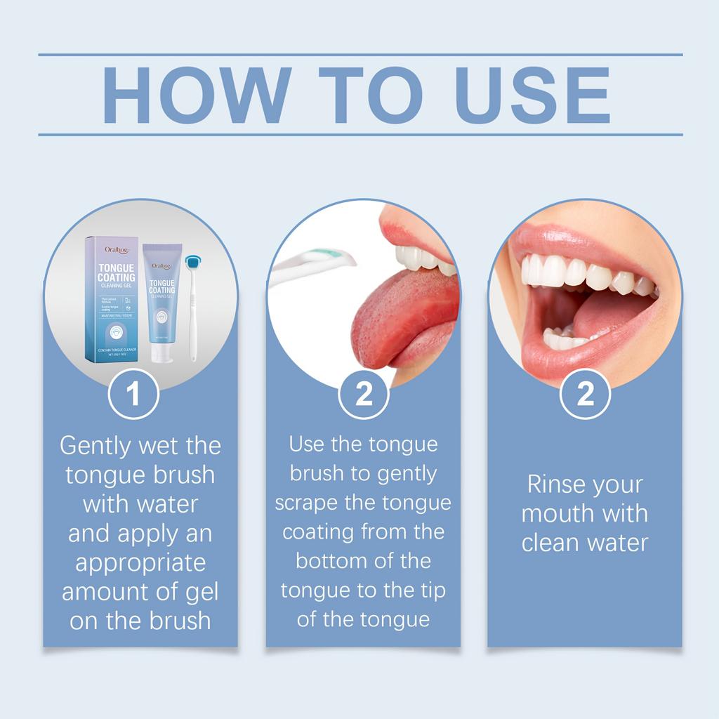 Tongue Cleaner for Remove Tongue Coating Inhibit Oral Bacteria Improve Bad Breath Freshener Tongue Cleansing Gel Toothbrush Set