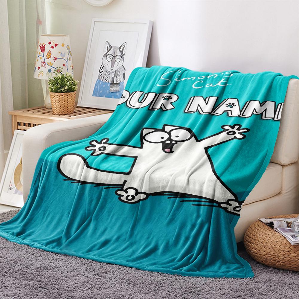 1 Stück Benutzerdefinierter Name Simons Katze Gemustert Flanelldecke Geeignet für Alle Jahreszeiten für Heimdekoration Wärme und Komfort Geschenke Feiertagsgeschenk