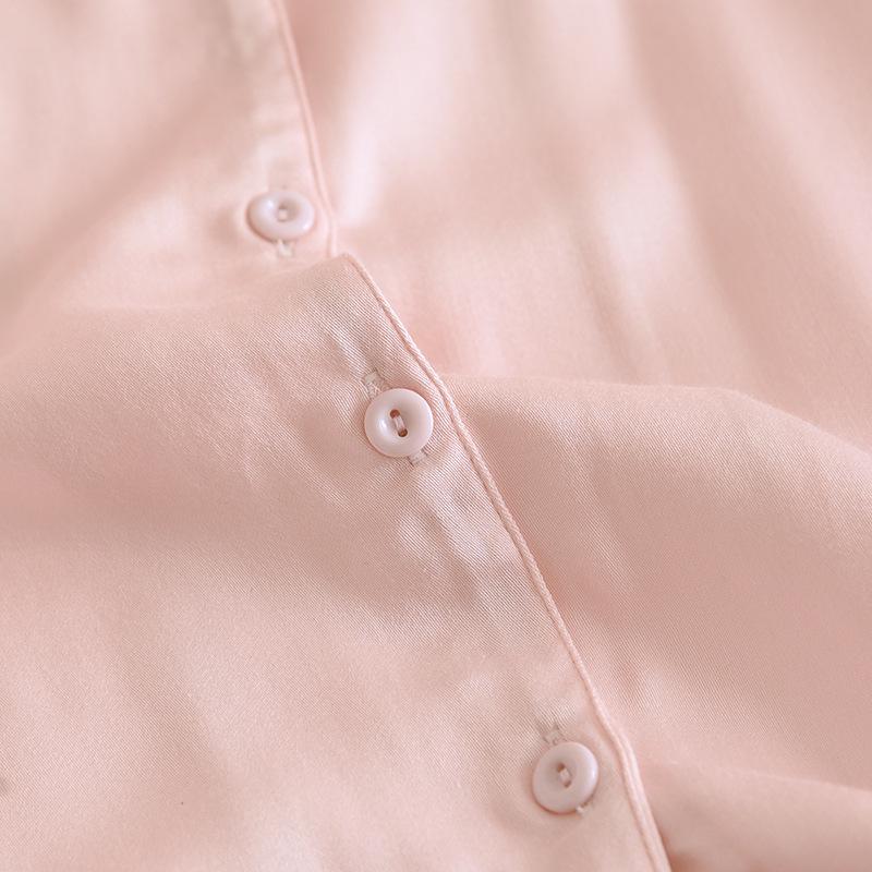 Premium Cotton Silk Satin Couple Pajamas: Women's Spring/Summer Set and Men's Long Sleeve Pants Set